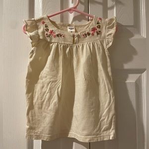 OshKosh B’gosh off white sleeveless floral embroidered toddler shirt